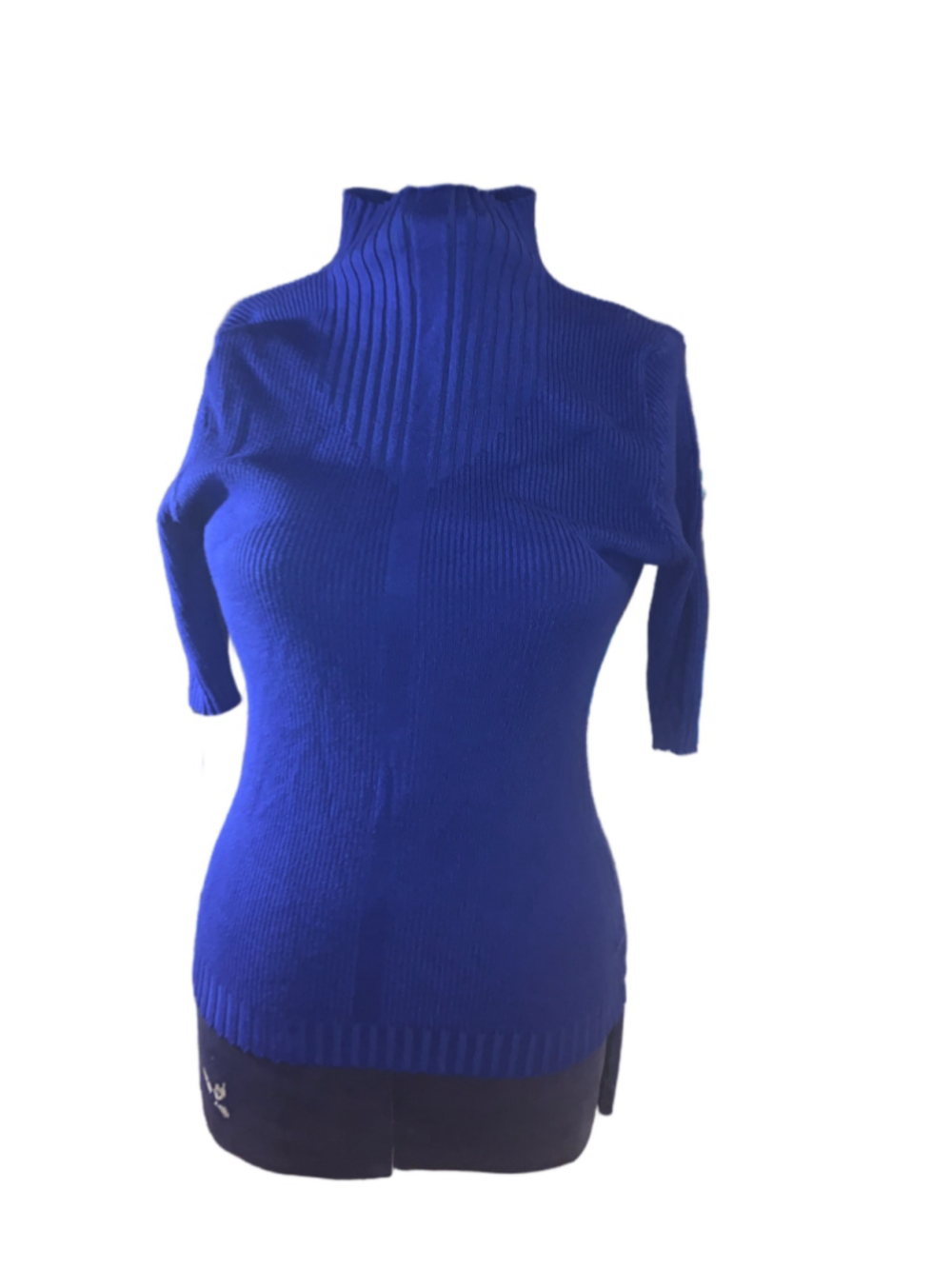 Women's Bellissima Fashions Blue Ribbed Turtleneck Sweater Size L